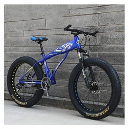 NENGGE Fat Tyre Bike NENGGE Adult Mountain Bikes, Boys Girls Fat Tire Mountain Trail Bike, Dual Disc Brake Hardtail Mountain Bike, High-carbon Steel Frame, Bicycle, Blue E, 26 Inch 21 Speed