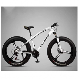 NENGGE Fat Tyre Bike NENGGE Adults Hardtail Mountain Bikes 26 Inch Fat Tire, Men Women High-carbon Steel All Terrain Mountain Trail Bicycle, Adjustable Seat & Dual Disc Brake & Front Suspension, 3 Spoke White, 24 Speed