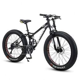 NENGGE Bike NENGGE Fat Tire Bike for Men Women, 24-Inch Wheels, 4-Inch Wide Knobby Tires 7 / 21 / 24 / 27 / 30 Speed Beach Snow Mountain Bicycle, Dual-Suspension & Dual Disc Brake, Black, 24 Speed