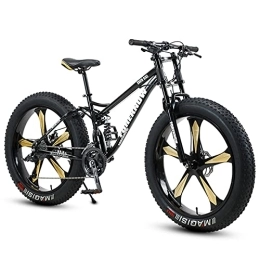 NENGGE Fat Tyre Bike NENGGE Fat Tire Bike for Men Women, 26-Inch Wheels, 4-Inch Wide Knobby Tires 7 / 21 / 24 / 27 / 30 Speed Beach Snow Mountain Bicycle, Dual-Suspension & Dual Disc Brake, Black 5 Spoke, 27 Speed