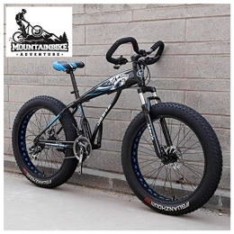 NENGGE Bike NENGGE Hardtail Fat Tire Mountain Bike for Adults, Men Women Mountain Trail Bike with Dual Disc Brake, High-carbon Steel Front Suspension All Terrain Mountain Bicycle, New Blue, 26 Inch 24 Speed