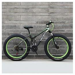 NENGGE Fat Tyre Bike NENGGE Mens Womens Mountain Bikes, High-carbon Steel Frame, Dual Disc Brake Hardtail Mountain Bike, All Terrain Bicycle, Anti-Slip Bikes, Green, 24Inch21Speed