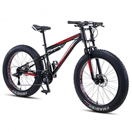 NENGGE Bike NENGGE Mountain Bike 24 Inch Fat Tire for Men and Women, Dual-Suspension Adult Mountain Trail Bikes, All Terrain Bicycle with Adjustable Seat & Dual Disc Brake, Black, 30 Speed