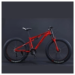 NENGGE Bike NENGGE Mountain Bikes, 24 Inch Fat Tire Hardtail Mountain Bike, Dual Suspension Frame and Suspension Fork All Terrain Mountain Bike for Men Women Adult, Red, 21 Speed