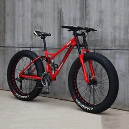 PBTRM Fat Tyre Bike PBTRM 26" Mountain Bikes, Fat Tire Mountain Bike, 21-27 Speed Bicycle, High-Carbon Steel Frame, Dual Full Suspension Dual Disc Brake Suspension Fork All Terrain Mountain Bike, B, 27