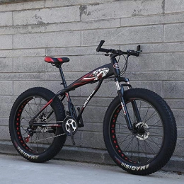 peipei Fat Tyre Bike peipei 26 inch wheel adult student off-road mountain fat bike 21 / 24 / 27 speed road bike male double disc brake racing riding-Matt Black Red 2_26 inch_24 Speed