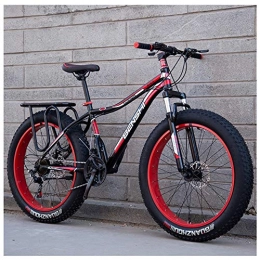 QMMD Fat Tyre Bike QMMD Adult Mountain Bikes, 26-Inch Fat Tire Mountain Trail Bike, 7-21-24-27-Speed Hardtail Mountain Bike, High-carbon Steel, Womens / Mens All Terrain Mountain Bikem, E Spokes, 24 speed