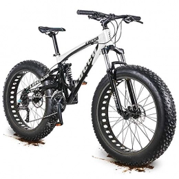 QMMD Fat Tyre Bike QMMD Mountain Bikes 26-Inch, Adult Fat Tire Bicycle, 27-Speed Mountain Trail Bike, Full Suspension Aluminum Frame, Men's Dual Disc Brake All Terrain Mountain Bike, White Spokes, 27 speed