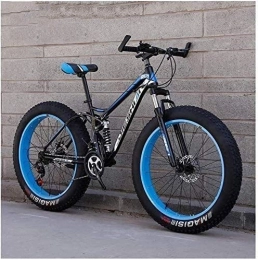 PARTAS Fat Tyre Bike Senior Rider-Adult Mountain Bikes, Fat Tire Dual Disc Brake Hardtail Mountain Bike, Big Wheels Bicycle, High-carbon Steel Frame, New Blue, 26 Inch 27 Speed, Free Wall-mounted Hook 2 PCS