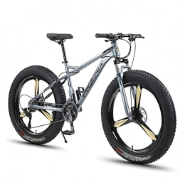 Tbagem-Yjr Bike Tbagem-Yjr 26 Inch Mountain Bikes Dual-Suspension Mountain Bikes With Dual Disc Brake Adults 7-30 Speed Bicycle Adult Men Women Fat Tire Mountain Trail Bike 3 Knife Wheels Grey (Size : 21speed)