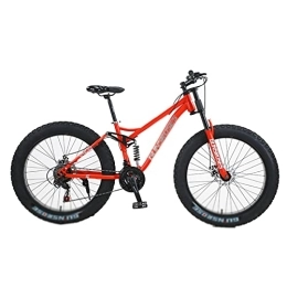 UYHF Bike UYHF Big Fat Tire Mountain Bike Men Bicycle 26 In High Carbon Steel Frame Outdoor Road Bike 7 Speed Full Suspension MTB red-Spoke wheel