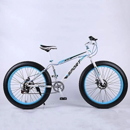 VANYA Bike VANYA 26 Inch Mountain Bike 30 Speed Straight Beam Snowmobile 4.0 Widened Tire Damping Disc Brakes Beach Bicycle, Whiteblue