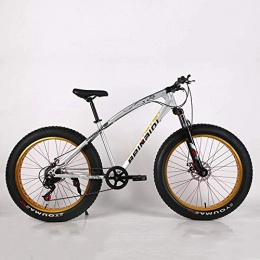 VANYA Bike VANYA Adult Mountain Bike 26 Inch 21 Speed Disc Brake Snowmobile Damping 4.0 Thick Wide Tire Off-Road Beach Bicycle, Silver