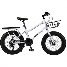 VANYA Fat Tyre Bike VANYA Fat Tire Mountain Bike 20 Inch 27 Speed Snowmobile 4.0 Big Tire Variable Speed Shock Absorber ATV Child Youth Adult, White