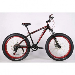 VANYA Bike VANYA Mountain Bike 26 Inch Speed Off-Road Beach Snowmobile Widened Large Tires 4.0 Aluminum Alloy Bicycle, blackred