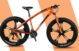 WANG-L Fat Tyre Bike WANG-L 26 Inch Mountain Bikes For Men Women 4.0 Fat Tire Double Disc Brake Variable Speed Snowfield Beach MTB Bicycle, Orange-26inch / 27speed