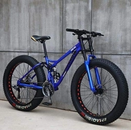 WJSW Bike WJSW Adult Mountain Bikes, 24 Inch Fat Tire Hardtail Mountain Bike, Dual Suspension Frame and Suspension Fork All Terrain Mountain Bike, Blue, 24 Speed