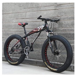 WJSW Bike WJSW Adult Mountain Bikes, Boys Girls Fat Tire Mountain Trail Bike, Dual Disc Brake Hardtail Mountain Bike, High-carbon Steel Frame, Bicycle, Red B, 26 Inch 21 Speed