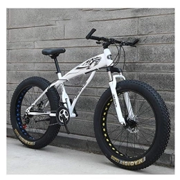 WJSW Fat Tyre Bike WJSW Adult Mountain Bikes, Boys Girls Fat Tire Mountain Trail Bike, Dual Disc Brake Hardtail Mountain Bike, High-carbon Steel Frame, Bicycle, White C, 26 Inch 21 Speed