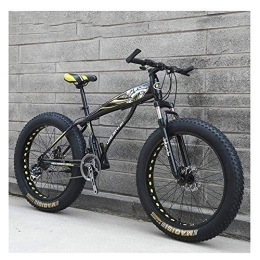 WJSW Fat Tyre Bike WJSW Adult Mountain Bikes, Boys Girls Fat Tire Mountain Trail Bike, Dual Disc Brake Hardtail Mountain Bike, High-carbon Steel Frame, Bicycle, Yellow B, 26 Inch 27 Speed