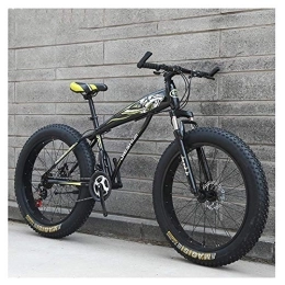 WJSW Fat Tyre Bike WJSW Adult Mountain Bikes, Boys Girls Fat Tire Mountain Trail Bike, Dual Disc Brake Hardtail Mountain Bike, High-carbon Steel Frame, Bicycle, Yellow D, 24 Inch 27 Speed