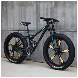 WJSW Fat Tyre Bike WJSW Mountain Bikes, 26 Inch Fat Tire Hardtail Mountain Bike, Dual Suspension Frame and Suspension Fork All Terrain Mountain Bike, 27 Speed, Green 5 Spoke