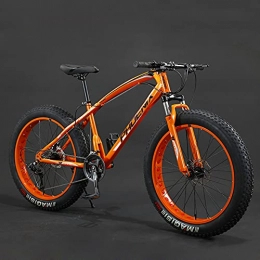 WLWLEO Bike WLWLEO Mens Mountain Bike 26 inch Beach Snow Fat Tire Bike, Double Disc Brake, Shock-absorbing Front Fork, Premium Transmission, Off-road Variable Speed Bicycle, orange, 7 speed