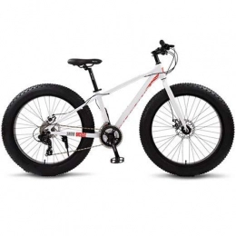 U/N Bike wolf's fang Mountain Bike 24 speed bicycle 26Aluminum Alloy Bikes road bike Brake Wide Tire Cross-Country Fat Bike Variable-Speed Adult Mountain Bike (White red)