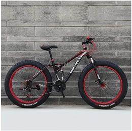 XinQing Fat Tyre Bike XinQing Mens Womens Mountain Bikes, High-Carbon Steel Frame, Dual Disc Brake Hardtail Mountain Bike, 26 Inch 27 Speed