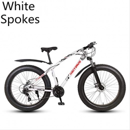 xmb Bike xmb White spokes Adult off-road bicycles, men and women mountain bikes with full suspension, fat tires high carbon steel suspension youth men and women mountain bikes (21-speed)