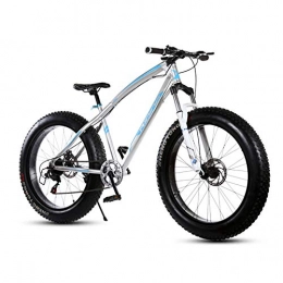 XRQ Fat Tyre Bike XRQ Mountain Bike 26 Inch 21 / 24 / 27 Speed Men's Hardtail Mountain Bike Carbon Steel Mountain Bike Full Suspension Bicycle All Aluminum Alloy-Mechanical Disc Brake, Silver, 24 speed