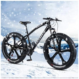 YXYLD Bike YXYLD 26 Inch Mountain Bikes Fat Tires, Mens Women Carbon Steel Bicycle, 21 / 24 / 27 / 30-speed Variable Speed Mountain Bike with Dual Disc Brake, Black 6 Spoke