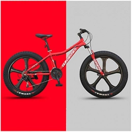 YXYLD Fat Tyre Bike YXYLD Mountain Bikes, 26 Inch Fat Tire Hardtail Mountain Bike, Dual disc brake and Suspension Fork All Terrain Mountain Bike, Red 6 Spoke, 7 / 21 / 24 / 27 speed