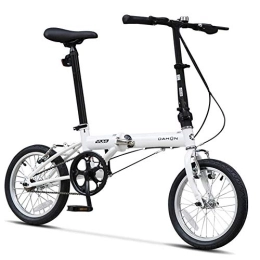 DJYD Bike 16" Mini Folding Bikes, Adults Men Women Students Light Weight Folding Bike, High-carbon Steel Reinforced Frame Commuter Bicycle, Blue FDWFN (Color : White)