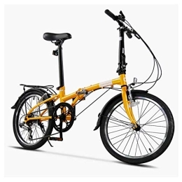 WJSW Bike 20" Folding Bike, Adults 6 Speed Light Weight Folding Bicycle, Lightweight Portable, High-carbon Steel Frame, Folding City Bike with Rear Carry Rack, Beige