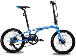 Aoyo Folding Bike 20" Folding Bikes, Adults Unisex 8 Speed Double Disc Brake Light Weight Folding Bike, Aluminum Alloy Lightweight Portable Bicycle, (Color : Blue)