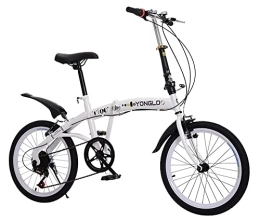 ZLYJ Bike 20 Inch Folding Bike Camping Adults Youth 6 Speed Bike Cycling MTB Bike Outdoor Sports City Bike White