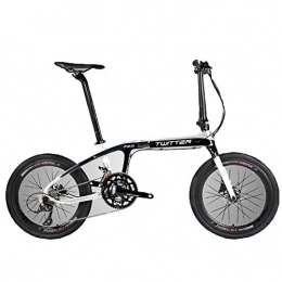 DPGPLP Folding Bike 20-Inch Folding Speed Bicycle - Adult Folding Bicycle - Carbon Fiber Folding Bicycle BMX 20 Inch 16 Speed Double Disc Brake Light Portable Bicycle, White