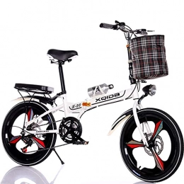 FYHCY Folding Bike 20 inch light aluminum folding bike folding bike folding bike men-women 6 gear folding bikes city bike quick folding system White