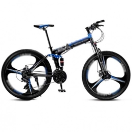 Llpeng Folding Bike 24" 24-speed Mountain Folding Bike, Unisex Bicycles, Flying Wheel Variable-speed Off-road Mountain Bike, Double Shock-absorbing Three-knife Wheels Student MTB Racing, 8-second Folding Flat Ground Unive