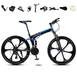 SHIN Folding Bike 24-26 Inch MTB Bicycle, Unisex Folding Commuter Bike, 30-Speed Gears Foldable Mountain Bike, Off-Road Variable Speed Bikes for Men And Women, Double Disc Brake / blue / 24'' / B wheel