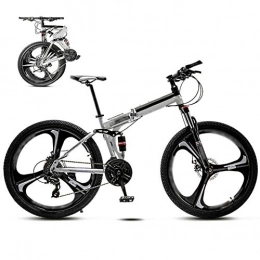 SHIN Folding Bike 24-26 Inch MTB Bicycle, Unisex Folding Commuter Bike, 30-Speed Gears Foldable Mountain Bike, Off-Road Variable Speed Bikes for Men And Women, Double Disc Brake / white / 26'' / A wheel