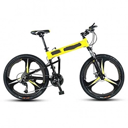 CDPC Folding Bike 24-inch 30-speed Folding Mountain Bike Aluminum Alloy, Adult Full Suspension Mountain Bike, Dual-disc Off-road Mountain Bike (Color : Yellow, Size : 27.5 inches)