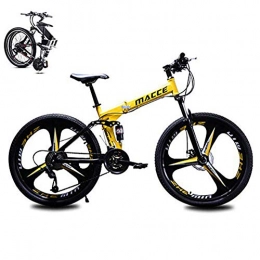 KuaiKeSport Folding Bike 24in Folding Mountain Trail Bike, 24 Speed Folding Bike for Adults Student, MTB Bike Lightweight Folding Speed Bicycle for Men Women, Fold up Bike City Bike, Damping Bicycle with Disc Brakes, Yellow