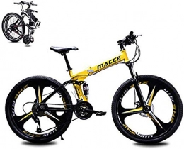 klt Bike 24in Folding Mountain Trail Bike 24 Speed Folding Bike for Adults Student MTB Bike Lightweight Folding Speed Bicycle for Men Women Fold up Bike City Bike Damping Bicycle with Disc Brakes-Yellow