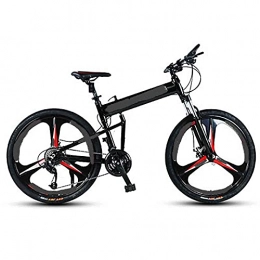 CDPC Folding Bike 26-inch 27-speed Folding Mountain Bike Aluminum Alloy, Adult Full Suspension Mountain Bike, Dual-disc Off-road Mountain Bike (Color : Black, Size : 27.5)