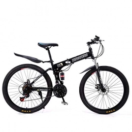 KaO0YaN Bike Adult Folding Mountain Bikes, High Carbon Steel Frame Double Disc Brake Variable Variety Road Bike, Men Utility Double Shock-Absorbing Bicycle-21 Speed Black Spoke Wheel_24 Inches