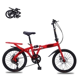 STRTG Bike Adult Folding Mountain Bikes, Mini Foldable Bicycle, 16 * 20 Inch Disc Brake Full Suspension Streamline Frame MTB Bike High Carbon Steel Folding Outroad