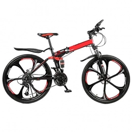 AMEA Folding Bike AMEA 24 / 26 Inch Variable Speed Folding Bicycle, Double Shock Absorption Cross Country Six Cutter Wheel / Three Cutter Wheel Lightweight Mountain Bike Bicycle, Road Bick, Red 1, 21