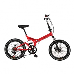 ANJING Folding Bike ANJING Folding Bike with 6-Speed Drivetrain, Double Disc Brake, 20-Inch Wheels for Urban Riding and Commuting, Red